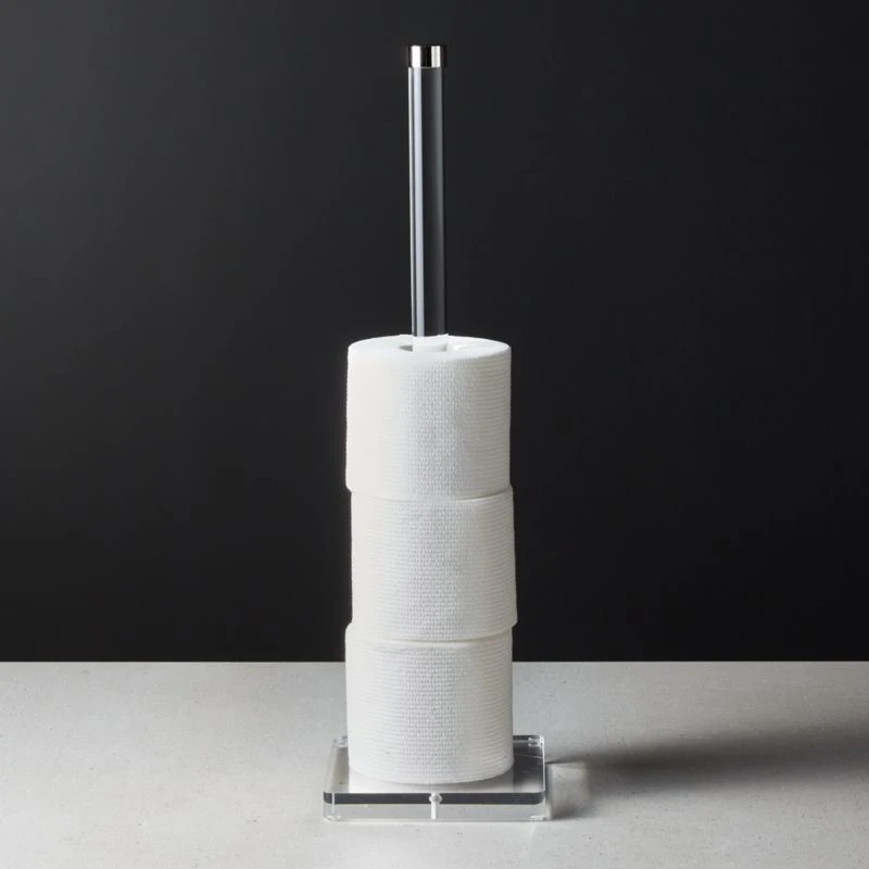 Acrylic And Polished Nickel Toilet Paper Storage Tower - Image 2