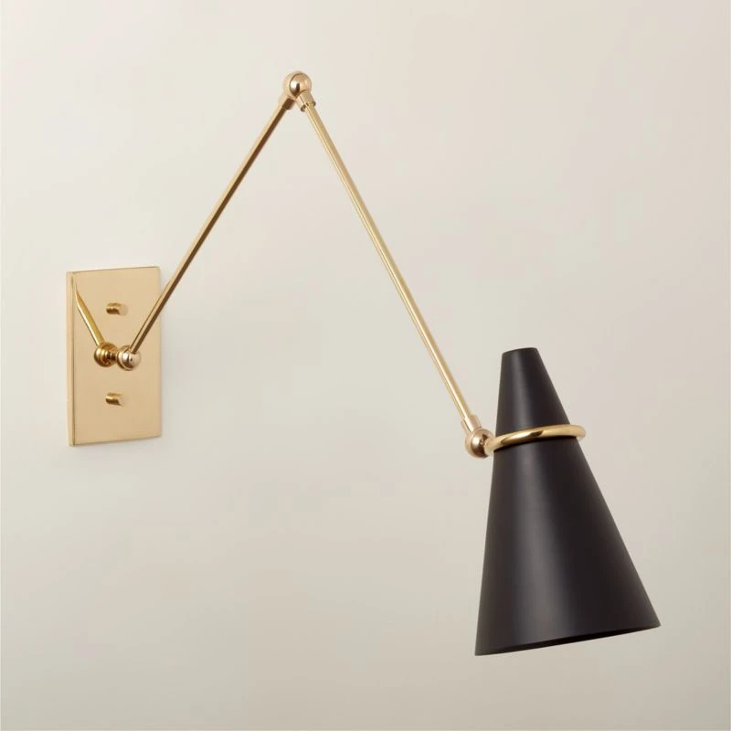 Aldus Black And Polished Brass Articulating Wall Sconce - Image 3
