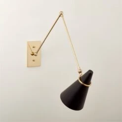 Aldus Black And Polished Brass Articulating Wall Sconce