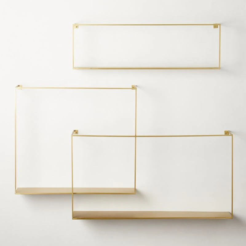 Antiqued Brass Floating Shelves Set Of 3