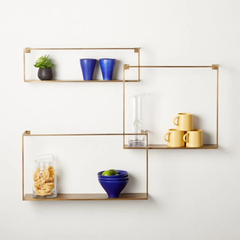 Antiqued Brass Floating Shelves Set Of 3 - Image 5