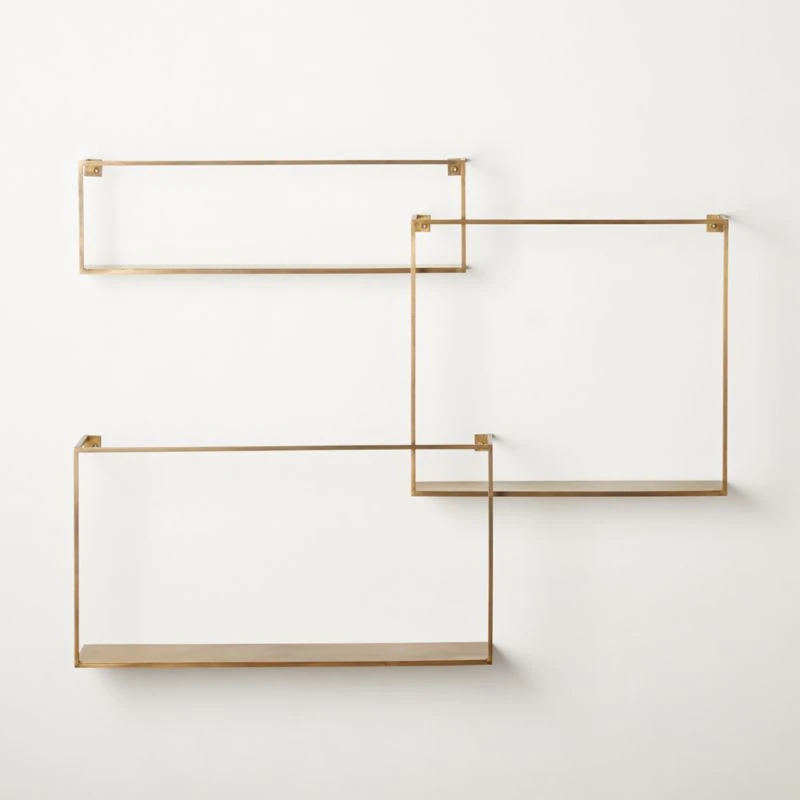 Antiqued Brass Floating Shelves Set Of 3 - Image 6