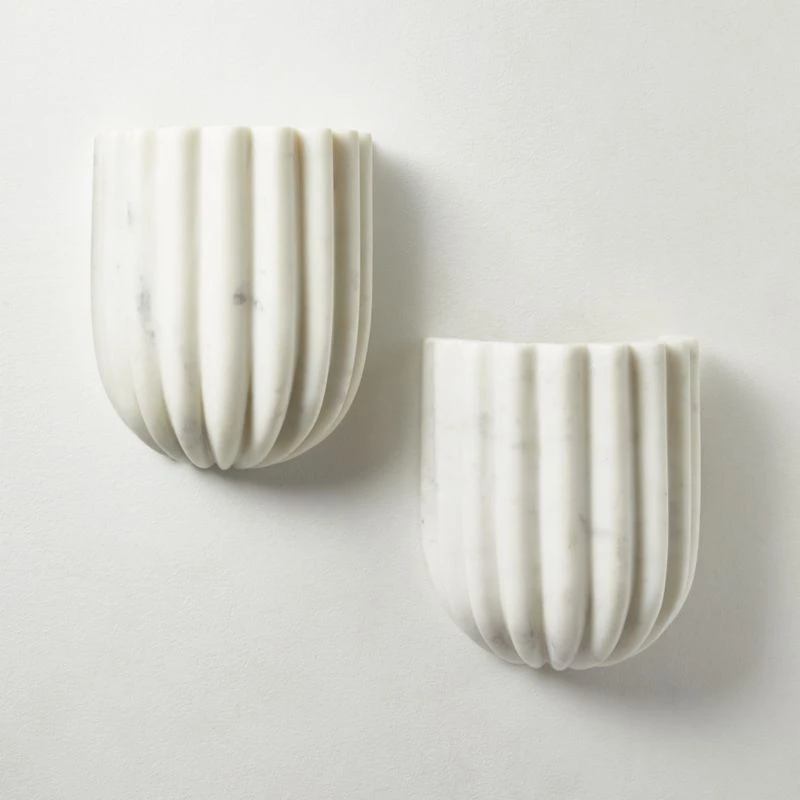 Ariel Fluted White Marble Wall Sconce Light - Image 4