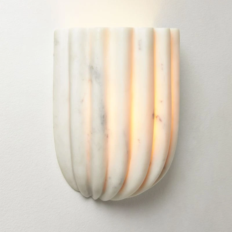 Ariel Fluted White Marble Wall Sconce Light - Image 2