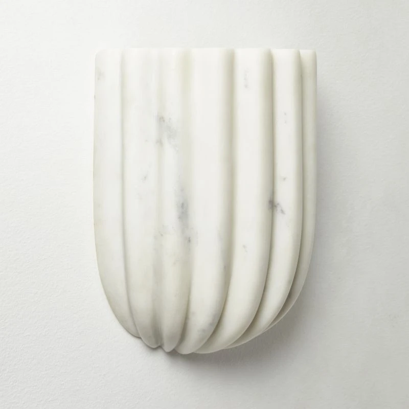 Ariel Fluted White Marble Wall Sconce Light