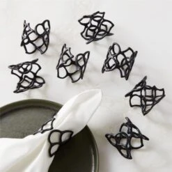 Basal Satin Black Napkin Rings Set Of 8