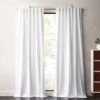 White Cotton Basketweave Window Curtain Panel 48"x84"
