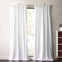 White Cotton Basketweave Window Curtain Panel 48"x84"