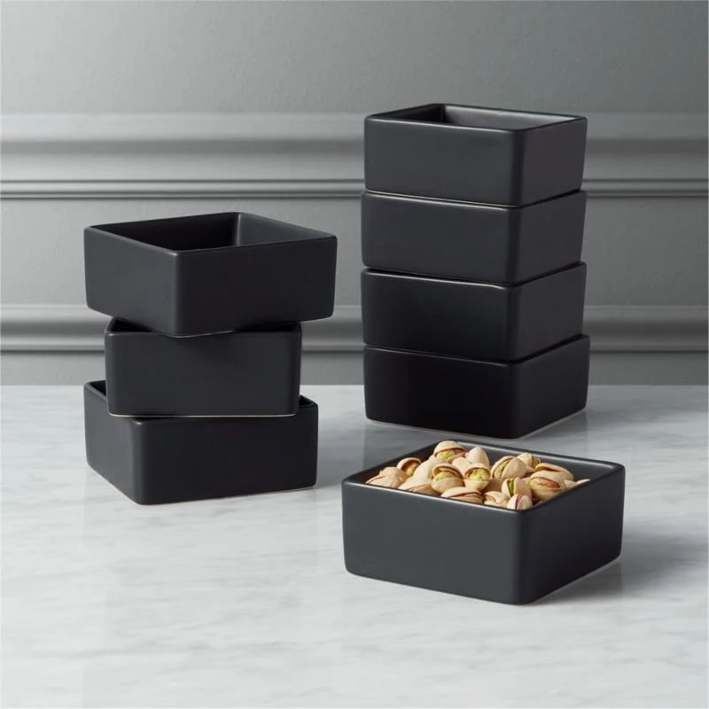 Bento Square Matte Black Mini Bowls