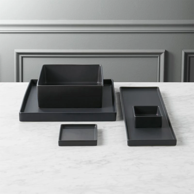 Bento Square Matte Black Serving Platter - Image 2