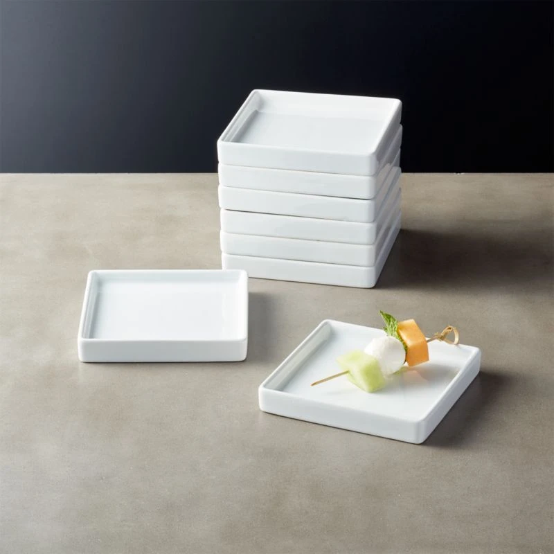 Bento Square White Appetizer Plate Set Of 8 - Image 2