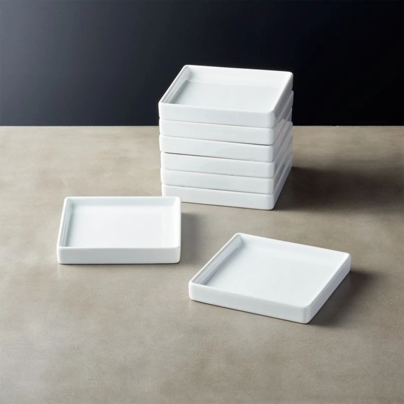 Bento Square White Appetizer Plate Set Of 8