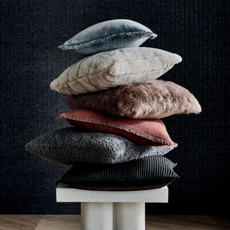 Channel Off-White Faux Fur Throw Pillow With Down-Alternative Insert 18" - Image 4