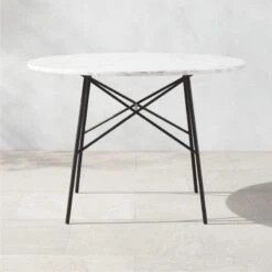 Pavilion Black Metal Outdoor Bistro Table With Marble Top Model 6340
