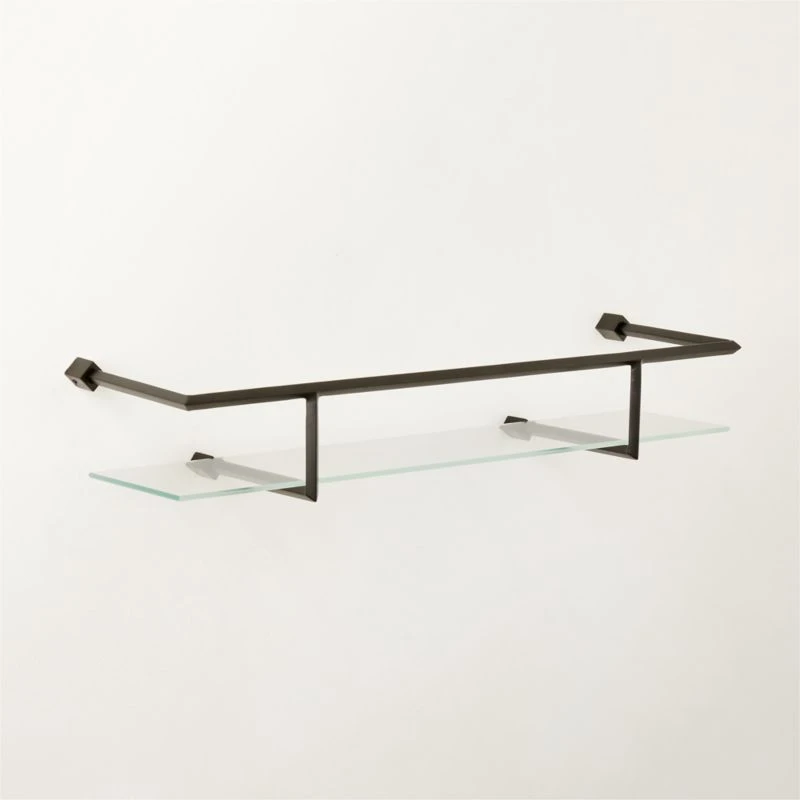 Blaine Black Wall Shelf With Rail 24" - Image 4
