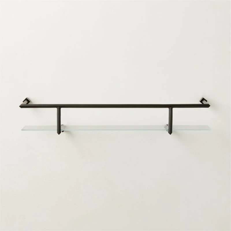 Blaine Black Wall Shelf With Rail 24"