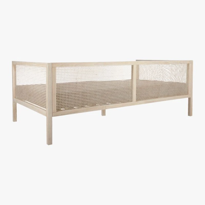 Boho Grey Twill And Natural Rattan Daybed Twin - Image 7