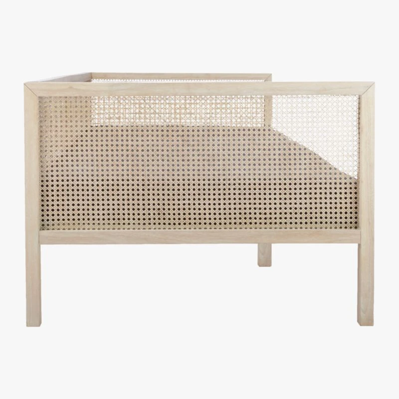 Boho Grey Twill And Natural Rattan Daybed Twin - Image 6