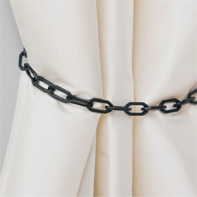 Bolt Matte Black Chain Curtain Tiebacks Set Of 2 - Image 2