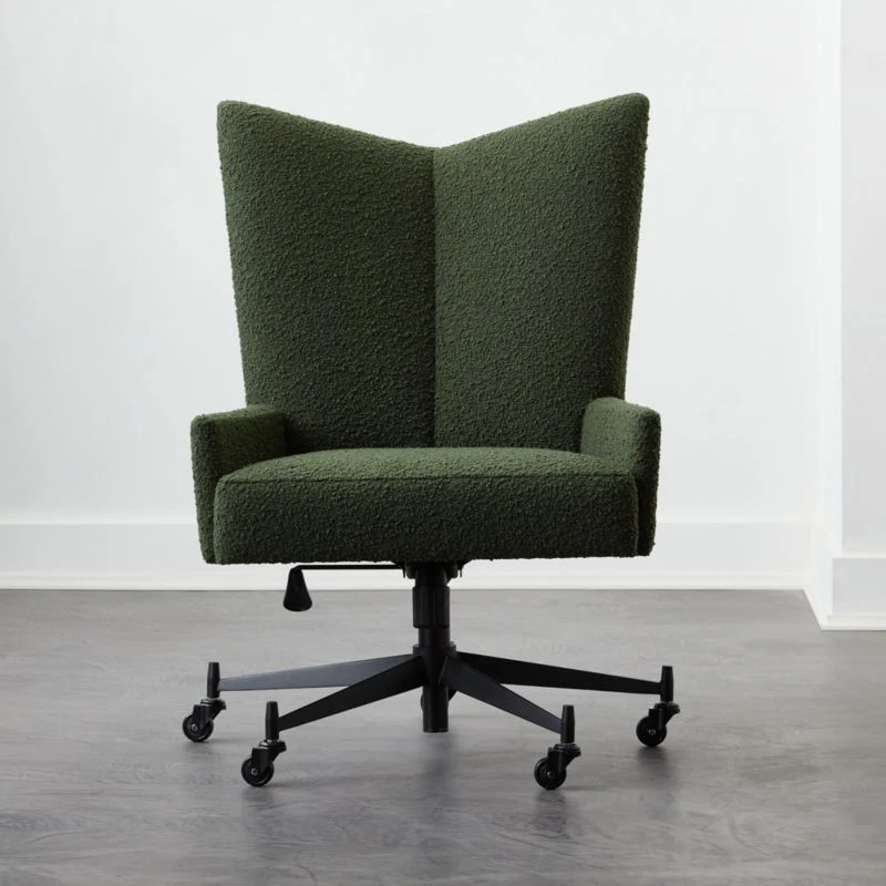 Bowtie Green Boucle Office Chair Model 3002