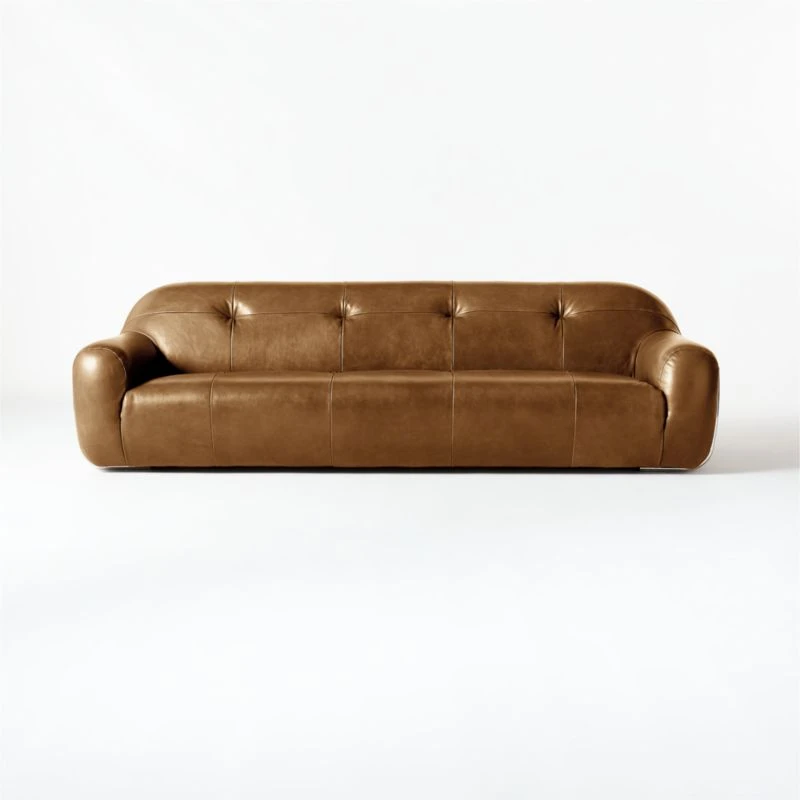Brace Leather Tufted Sofa - Image 4