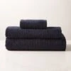 Brooks Ribbed Organic Cotton Midnight Blue Bath Towel Set