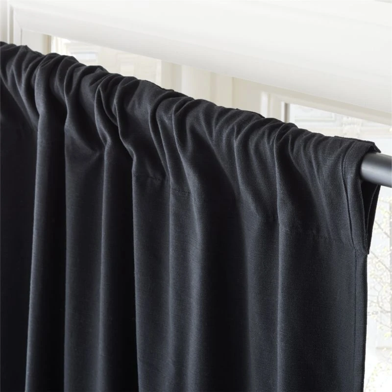 Black Basketweave Blackout Window Curtain Panel 48"x84'' - Image 3