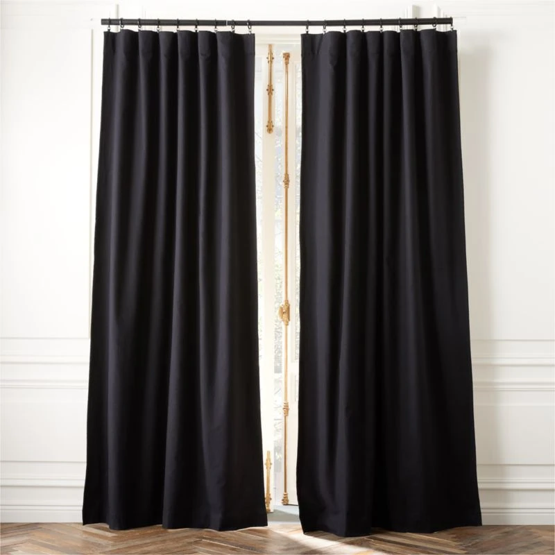 Black Basketweave Blackout Window Curtain Panel 48"x84''