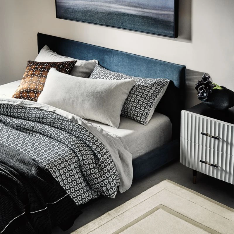 Melina Organic Cotton Black And Warm White Duvet Cover And Shams - Image 3