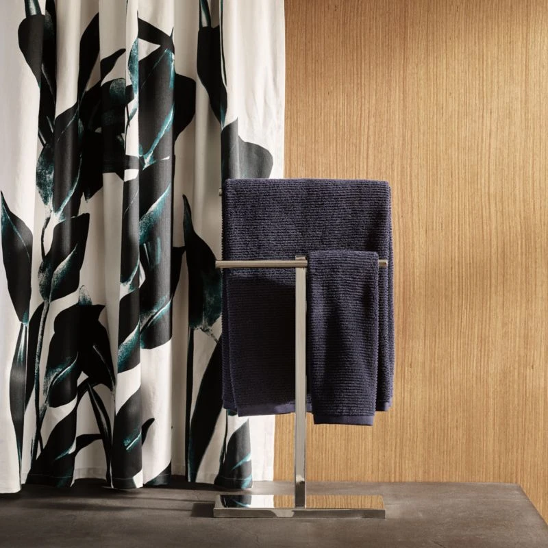 Brooks Ribbed Organic Cotton Midnight Blue Bath Towel Set - Image 3