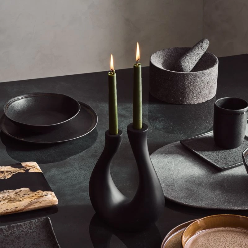 Uri Matte Black Cement Taper Candle Holder - Image 6