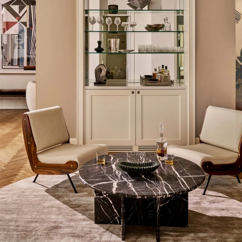 Pasar Round Black Marble Coffee Table - Image 3