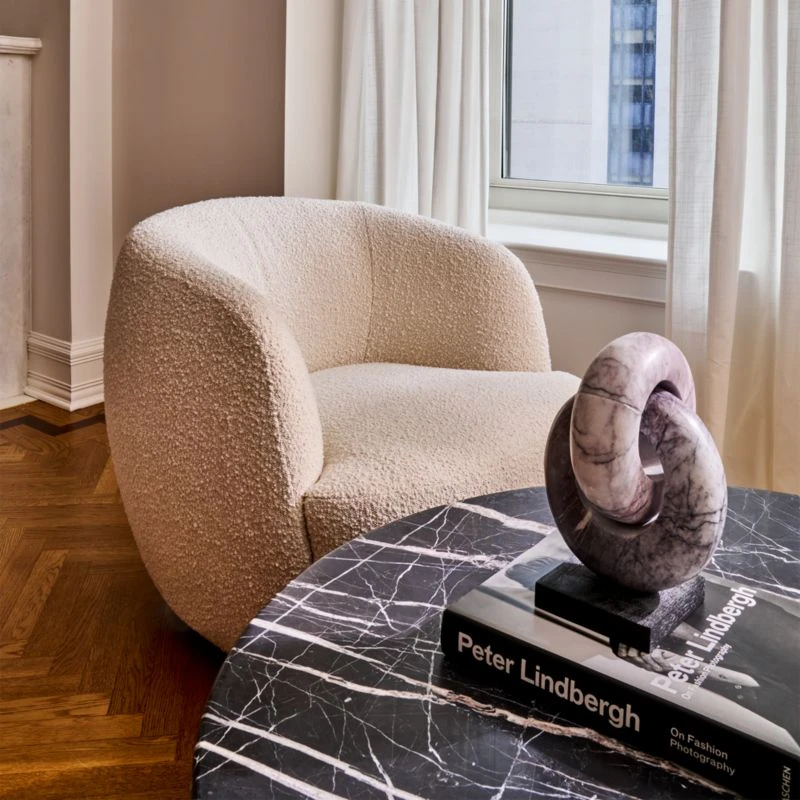 Pasar Round Black Marble Coffee Table - Image 4