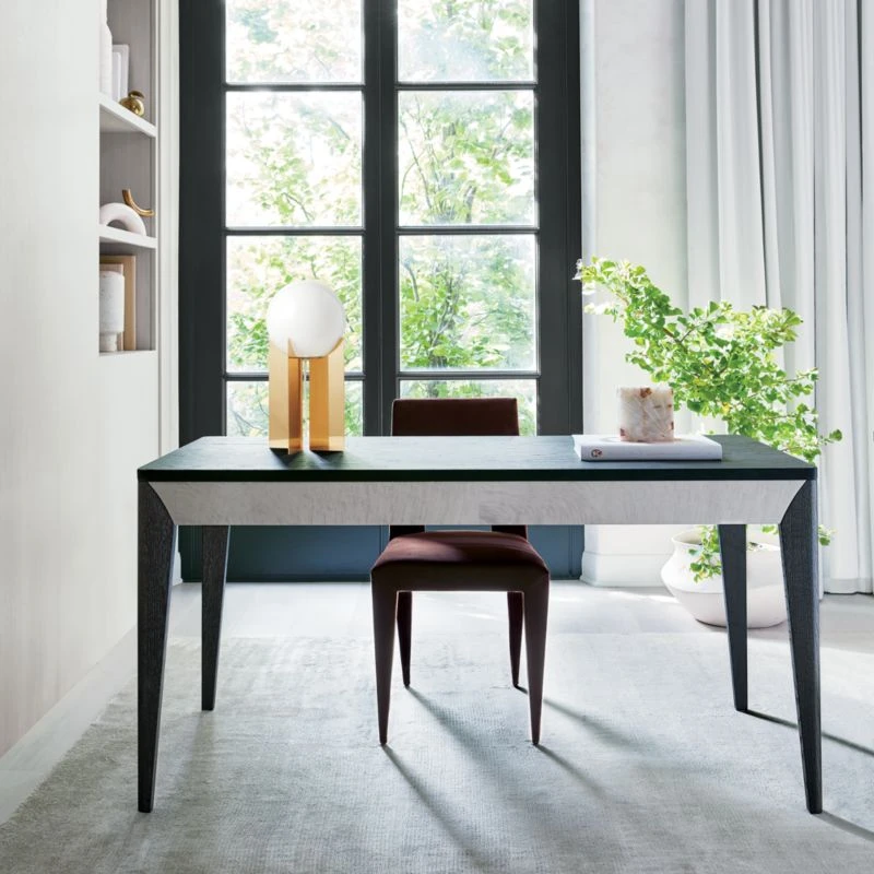 Scuro 2-Drawer Black Oak Wood Desk - Image 2