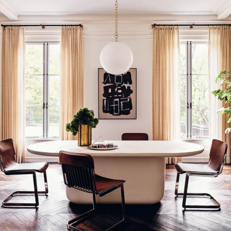 Lola White Oval Cement Dining Table - Image 2