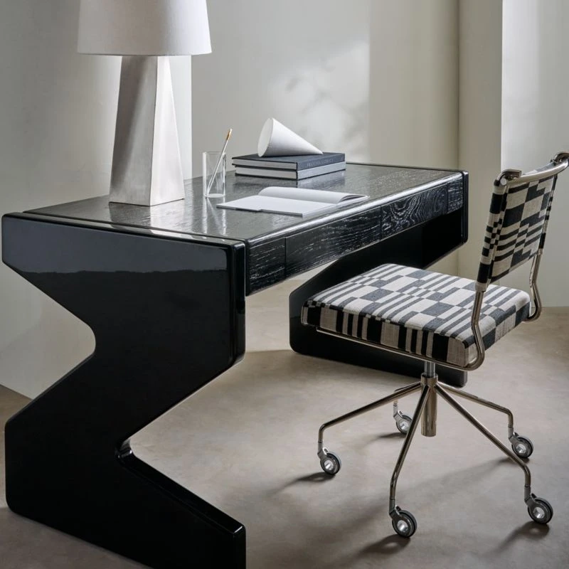 Vicino Black And White Patterned Upholstered Office Chair - Image 2