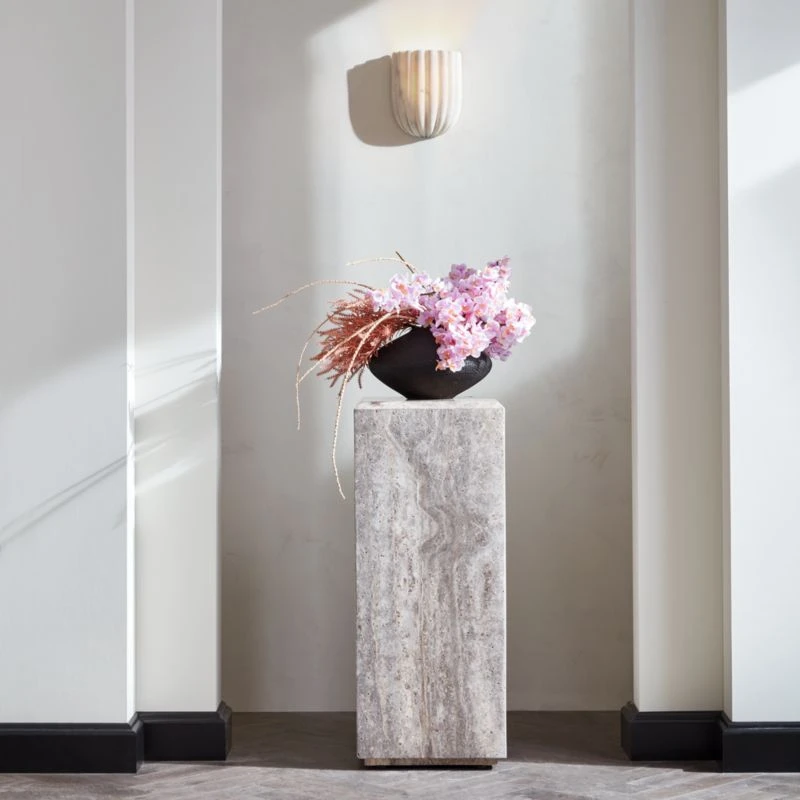 Ariel Fluted White Marble Wall Sconce Light - Image 6