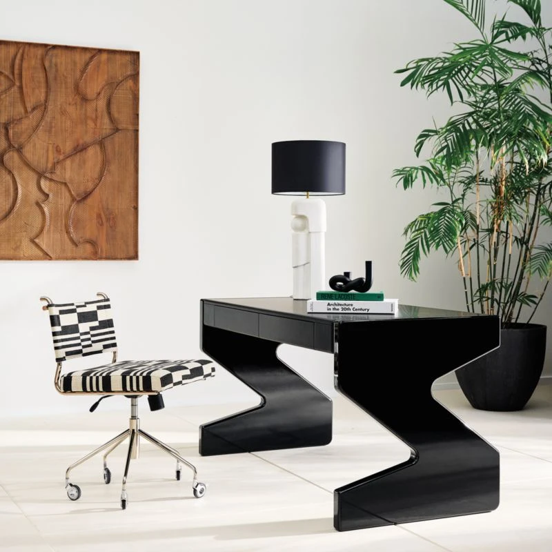 Vicino Black And White Patterned Upholstered Office Chair - Image 3