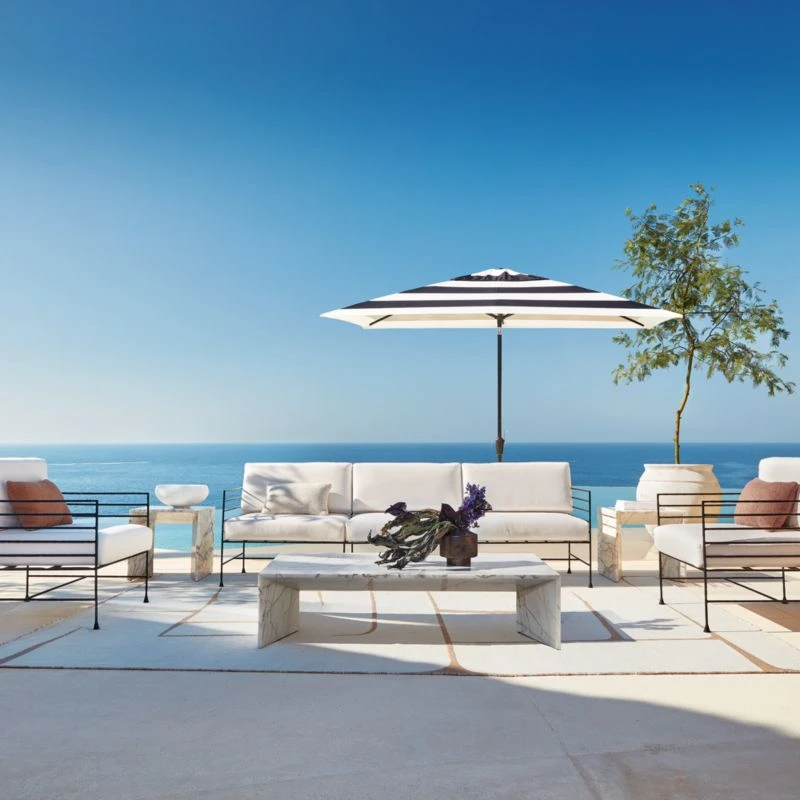 Marteau Black Iron Outdoor Lounge Chair With White Sunbrella® Cushions - Image 2