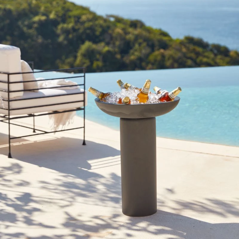 Flatform Charcoal Cement Birdbath - Image 3