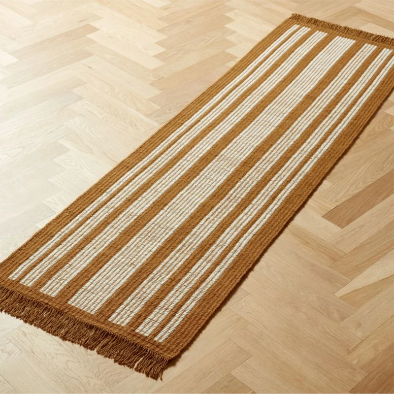 Calia Copper And White Striped Runner Rug 2.5'x8' - Image 2