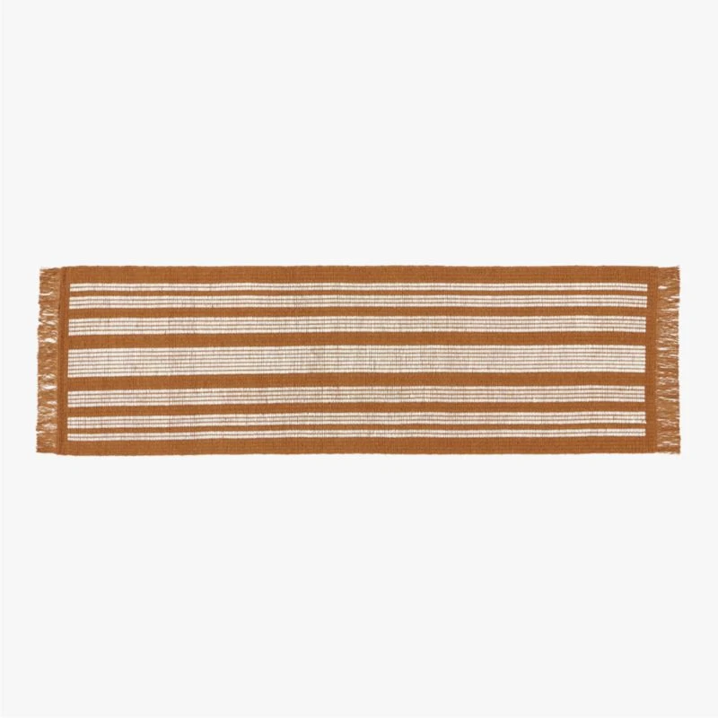 Calia Copper And White Striped Runner Rug 2.5'x8'