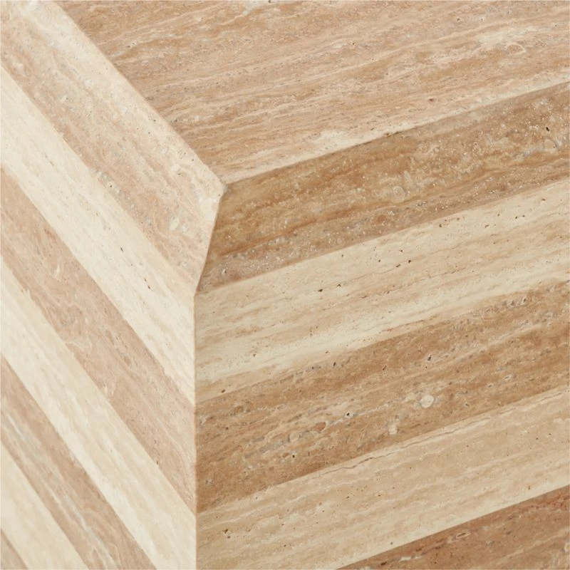 Camada Layered Travertine Outdoor Side Table - Image 5