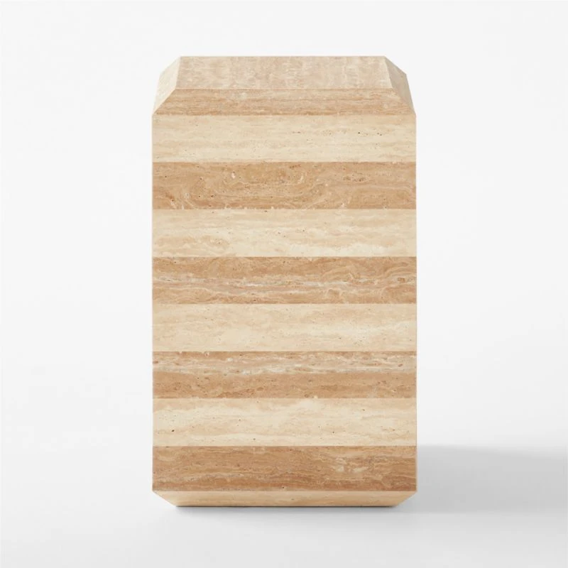 Camada Layered Travertine Outdoor Side Table - Image 3