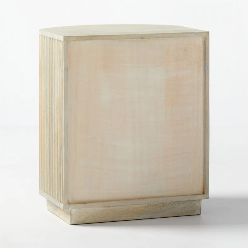Cameo Curved Whitewashed Wood Nightstand With Drawer - Image 9
