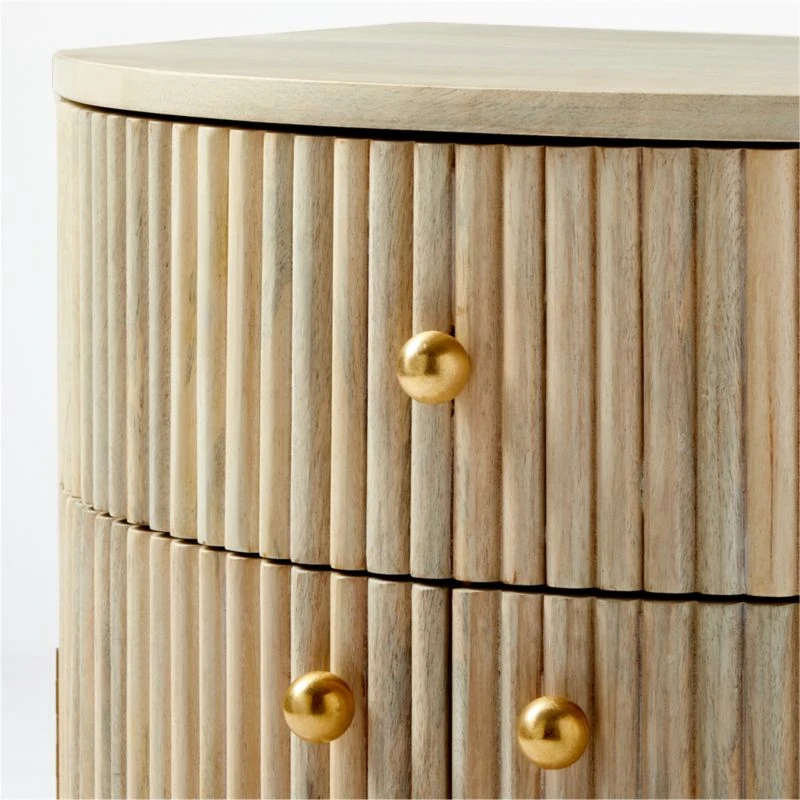 Cameo Curved Whitewashed Wood Nightstand With Drawer - Image 10