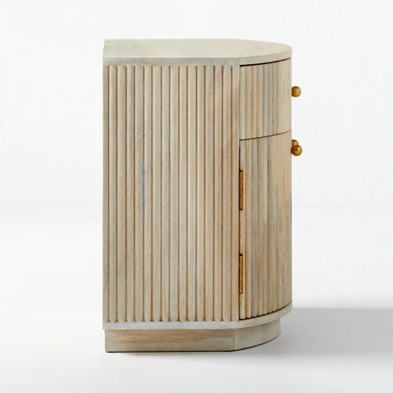 Cameo Curved Whitewashed Wood Nightstand With Drawer - Image 8