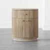 Cameo Curved Whitewashed Wood Nightstand With Drawer