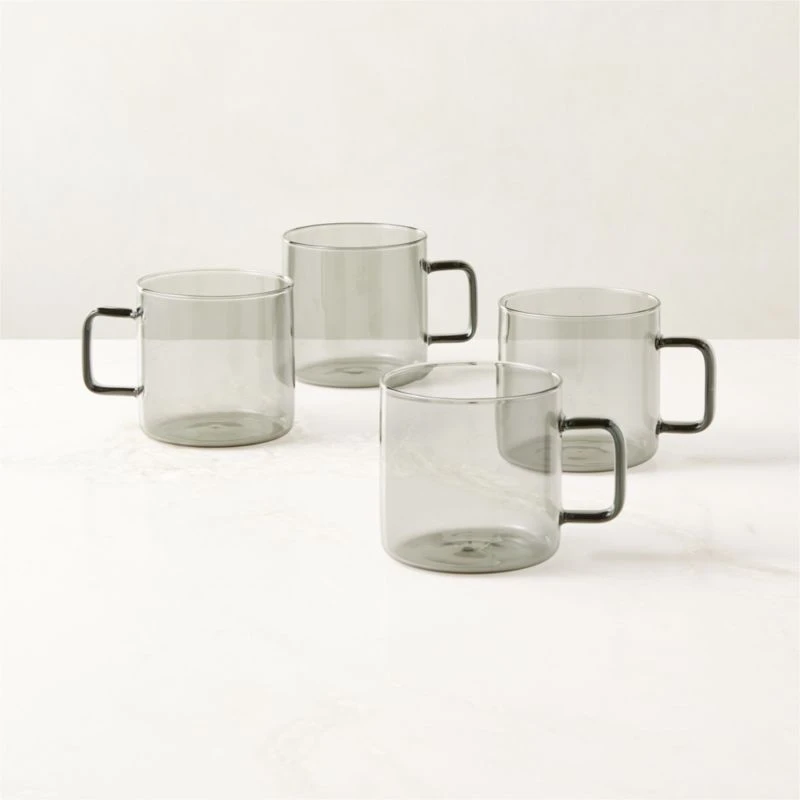 Cantina Smoke Glass Coffee Mug Set Of 4