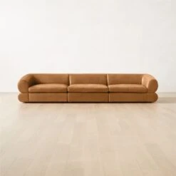 Chale 3-Piece Brown Leather Sectional Sofa